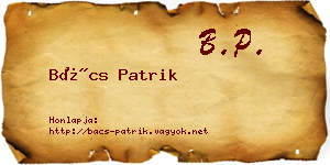 Bács Patrik névjegykártya
