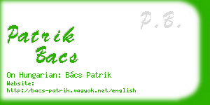patrik bacs business card